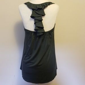 Ella Moss Olive Green Ruffled Racerback Top